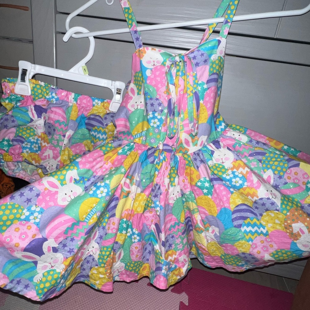 Colorful Easter Bunny Dress and Skirt Set